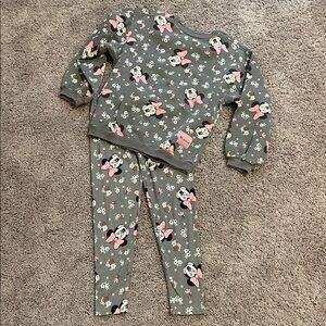 Disney Minnie Mouse Floral 2 Piece Set - Gray and Pink